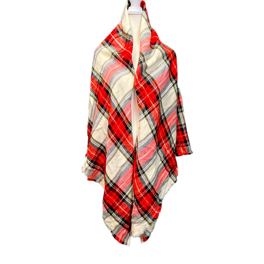 Oversized plaid blanket scarf extra large